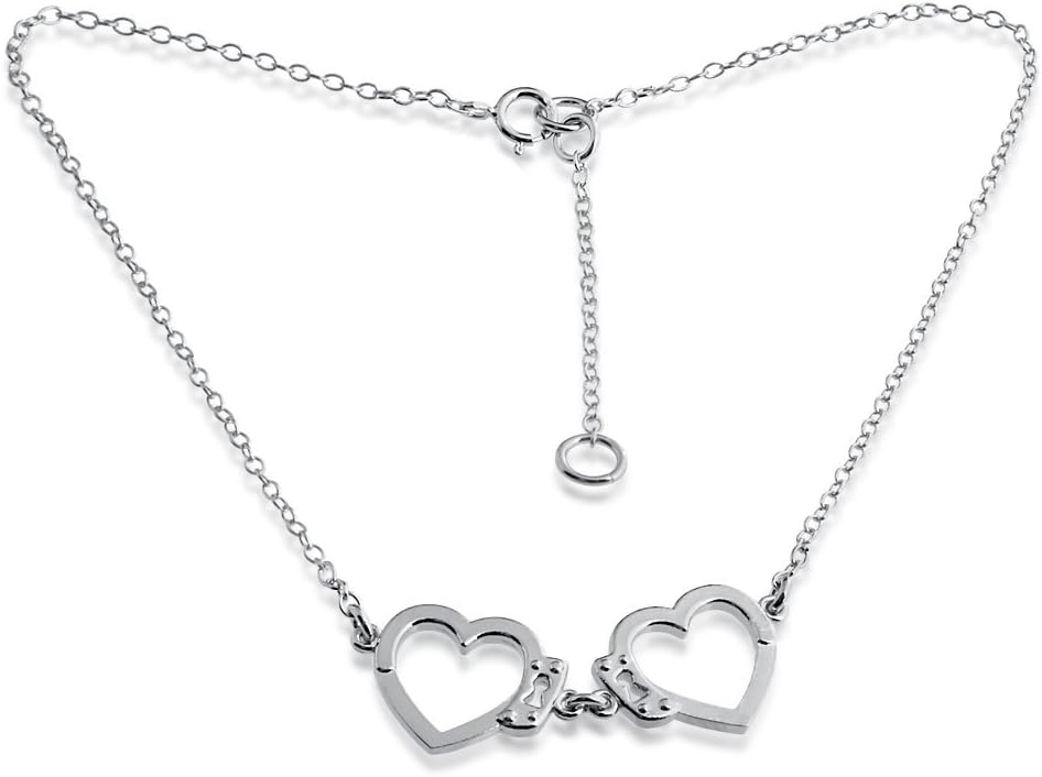 AZAGGI 925 Sterling Silver Anklet Open Heart Shaped Love Hand Cuff Sexy Anklet Bracelet