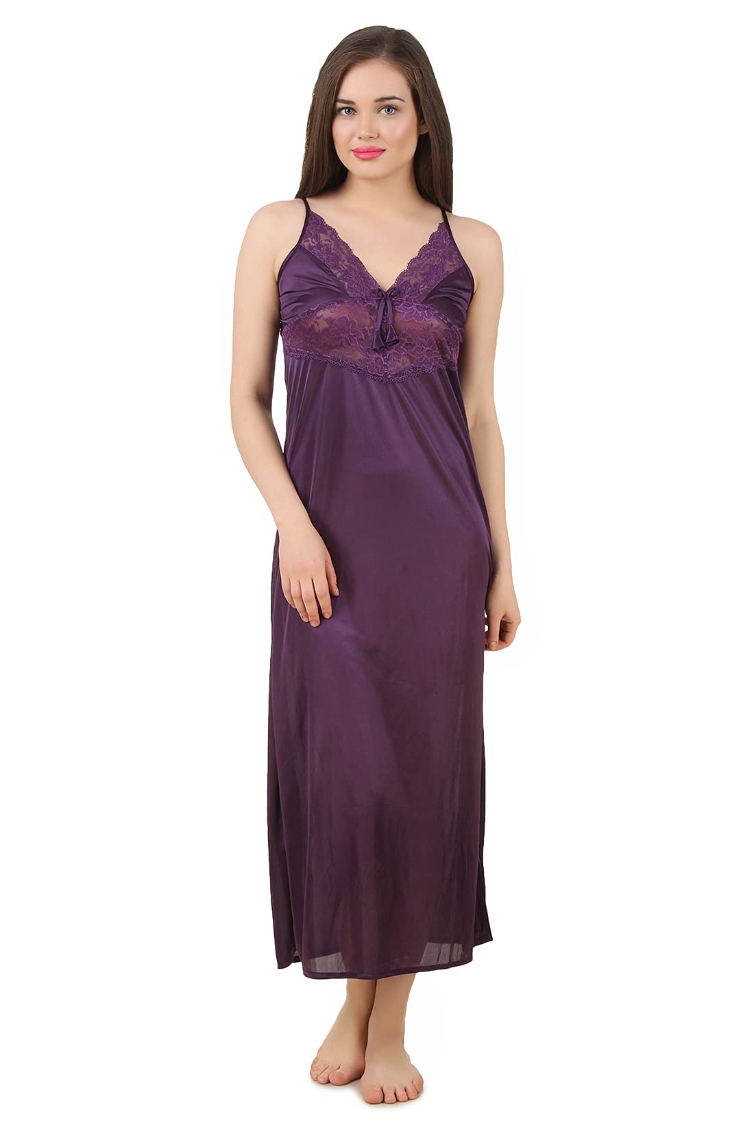 FasenseWomen's Satin Maxi Casual Regular Nightgown