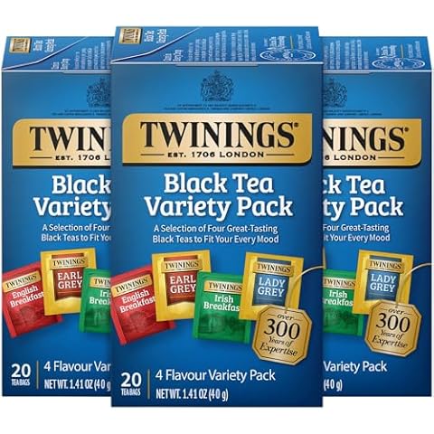Twinings Black Tea Sampler Variety Pack with Four Flavors, 20 Tea Bags (Pack of 3) Cover