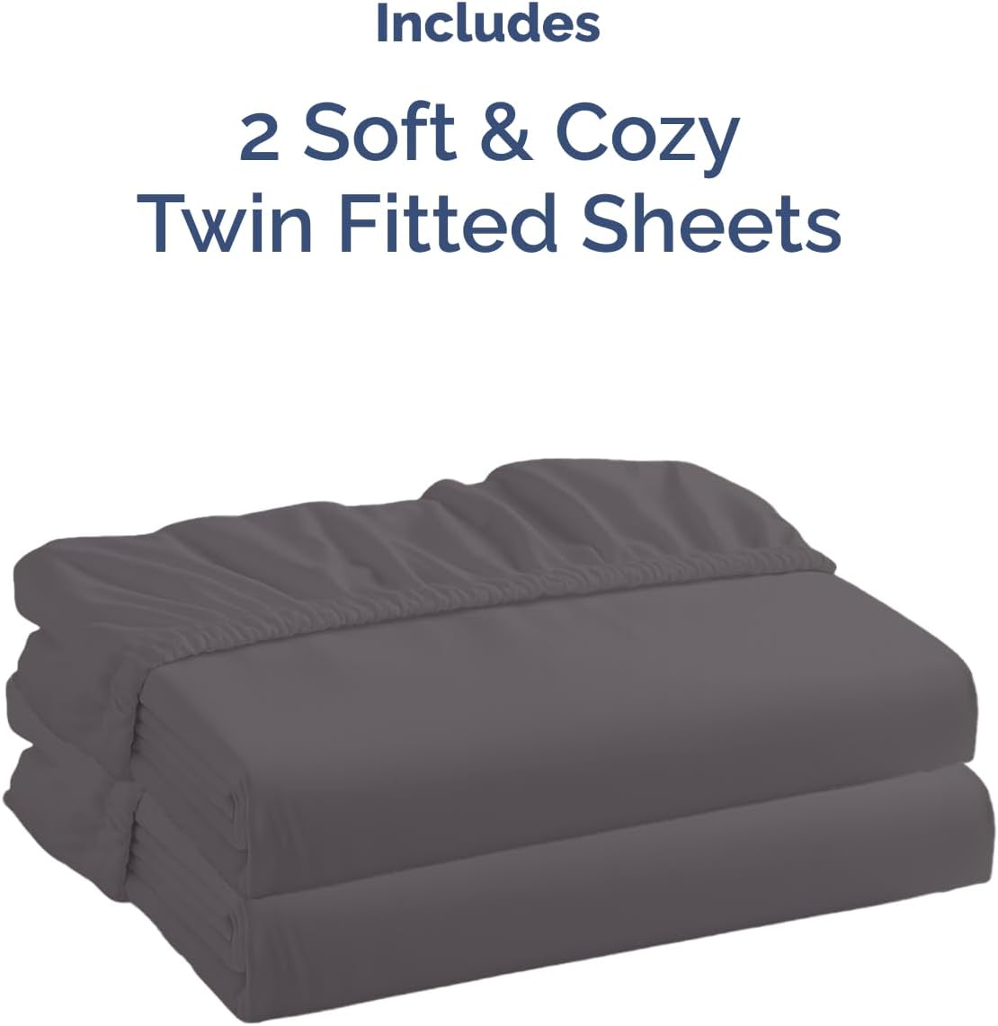 Twin Fitted Sheet - Pack of 2 Single Fitted Bottom Sheet Only - Dark Grey image 4