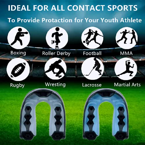 Football Mouth Guard, 2Pcs Woopaod Mouth Guard Sports Football Mouth Guard Youth Football Mouthpiece Boxing Mouthguard With Strap Non-Flavored Lacrosse Hockey Football Mouth Guards For Youth & Adult #TOP3
