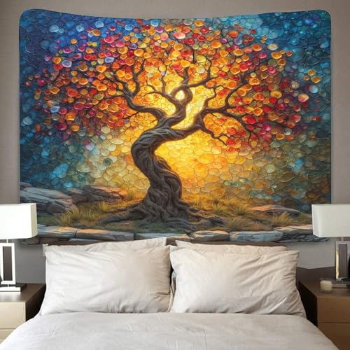Couverture murale 3D arbre de vie en polyester doux pour salon - 4