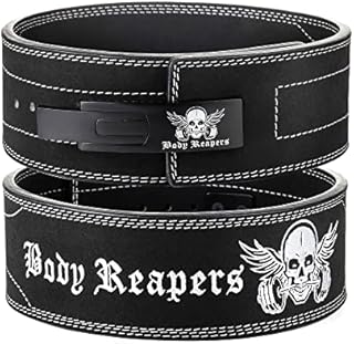 Body Reapers Weight Lifting Belt for Men & Women, Heavy Duty Lever Belt Weightlifting Belt Made of Calfskin Leather 10mm Thick, 4 Inch Wide - Powerlifting Belt for Back Support, Gym & Fitness Training
