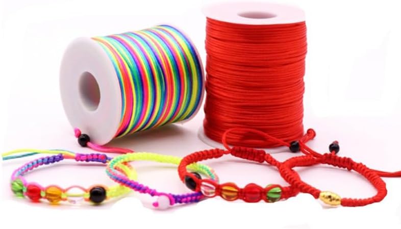 Miniatura 7 de KONMAY Cuerda de nailon negro de 0.031 in con estuche para pulseras, cordón de satén de nailon trenzado de 130 yardas para fabricación de joyas,