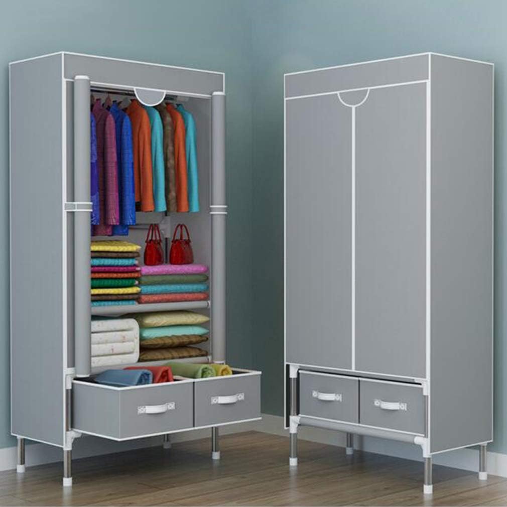 Cloth Wardrobe Clothes Closet, Portable Closet Wardrobe Storage Closet Standing Closet Fabric Cabinet Portable Wardrobe,Gray_75x45x170cm