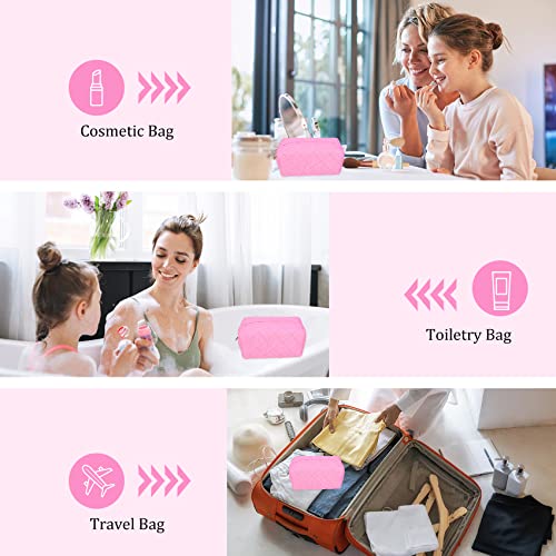 Jelyne 2 Pcs Terry Cloth Makeup Bag Zipper Pouch Handmade Terry Quilted Fabric Travel Cosmetic Organizer Toiletry Bag Cute Makeup Bag Organizer Case For Women And Girl(Hot Pink) #TOP6