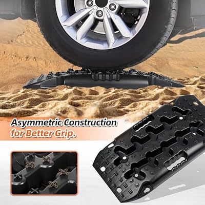 لوحات الجر الانتعاش Ouleme، على الطرق الوعرة المسار الجر ماتس للرمل والطين والثلج - 4 Wd Rv شاحنة جيب Suv منصات الجر مع حقيبة حمل (أسود)
