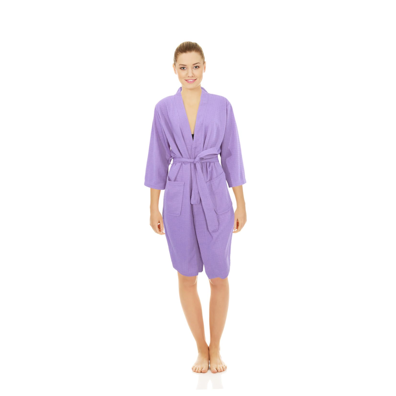 Bademantel Morgenmantel Bademäntel Nachthemd Duschen Spa-Kleid Waffelmantel Nachthemd Nachtwäsche Duschmantel Robe Kleid Langes Gewand Duschmäntel Waffelstoff Blue