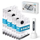 KOLERRE Travel Vacuum Bags with 2026 Lastest Wireless Pump, 8 Pack-4 Sizes Space Saver Vacuum Storage Bags for Luggage and Suitcase, Compression Bags for Packing, Vacuum Seal Bags for Clothing Travel