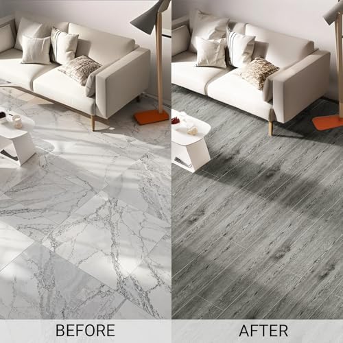 Image of Peel and Stick Vinyl Floor Tile Sample Kit (3-Pack, 12 inchx6 inch) Ash Grey Wood Look,Waterproof, Scratch Resistant for DIY Kitchen, Bathroom, Living Room & RV.