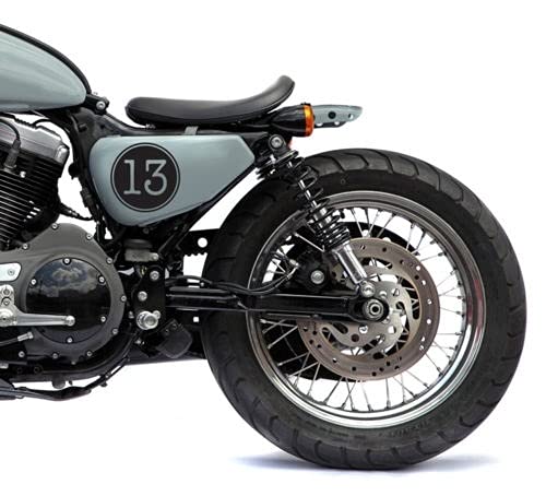 BYTT For (4x) 4" Lucky Number 13 Vintage Cafe Racer, Rat, Bobber Motorcycle Tank Decals (Color Name : White)
