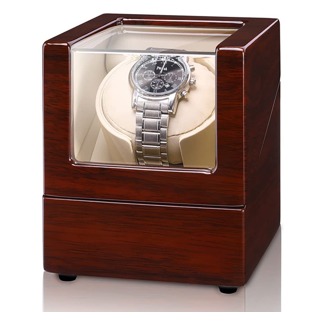 EHVYBDX Automatic Watch Winder for 1 PU-Leather Watches with Silent Motor Deluxe Case for Mechanical Watches Soft Flexible Watch Pillows Self Winding Watch Rotator Box