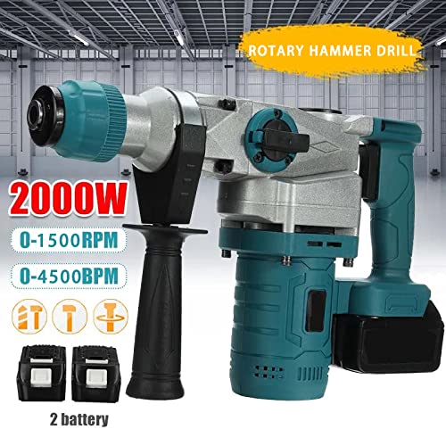 Bohrhammer, Akku-Abbruchhammer SDS-Plus mit 1300 U/min und zwei 6,0 Ah-Akkus, variable Geschwindigkeit, 3-in-1-Modus… – Bild 3