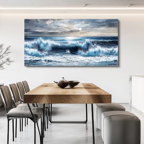 ERQINHUA Large Canvas Wall Art For Living Room Restaurant Wall Decor For Bedroom Marine Landscape Paintings Office Wall Prints Pictures Artwork Ready To Hang Hotel Room Home Decoration 24"x48"