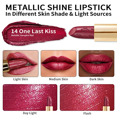 Oulac OL-LIP-METALLIC-SHINE-14-4.3G-P1 Wine Red Lipstick For Women With Metallic 3D Shine Lightweight Hydrating Formula thumb #2