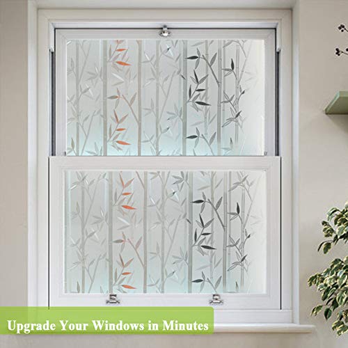 Static Cling Window Film,Privacy Door Film,Decorative Glass Film,Bamboo Stained Glass Window Tint Anti Uv For Home And Office Decoration,17.5 Inches By 78.7 Inches #TOP3