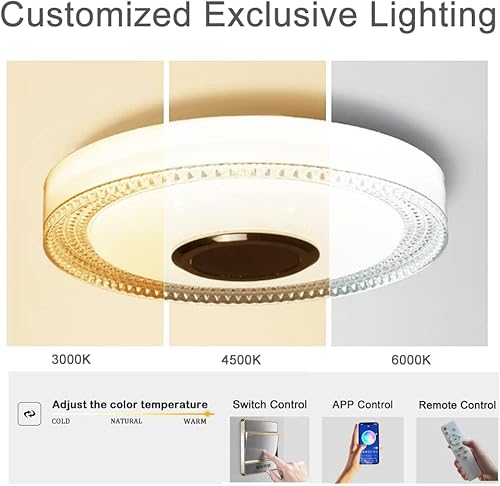 Miniatura 3 de Lámpara de techo de baño impermeable con altavoz Bluetooth montaje empotrado lámpara de techo dinmmable RGB cambio de color, aplicación + control