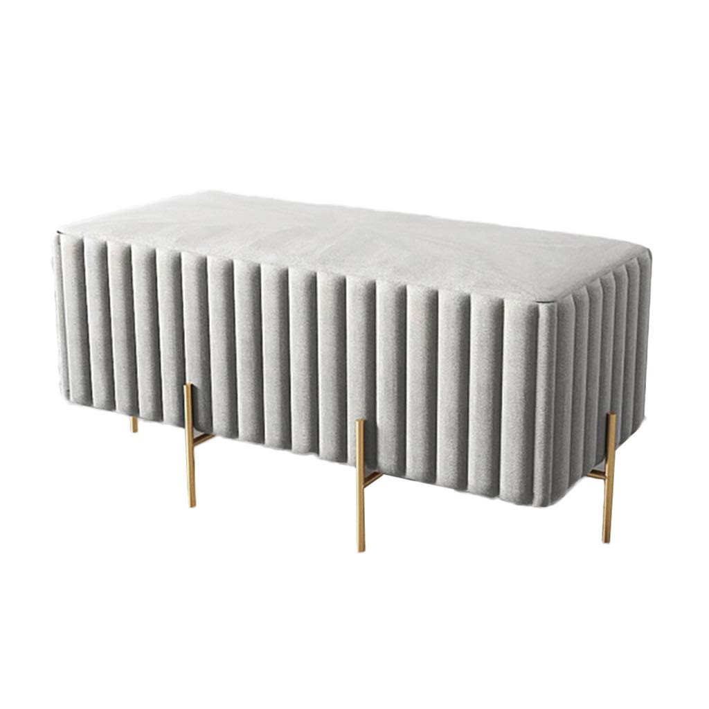 Tabouret long de 90 cm de style nordique pour entrée et salon en bois et tissu