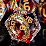 ORIFANTOU DND Dice Set Magic Rings Sharp Edge Resin Dice with Dice Box, Red Transparent D&D Dice for RPG Role Playing Games Dungeons and Dragons, Handmade D and D Dice Lightning Polyhedral Dice Set