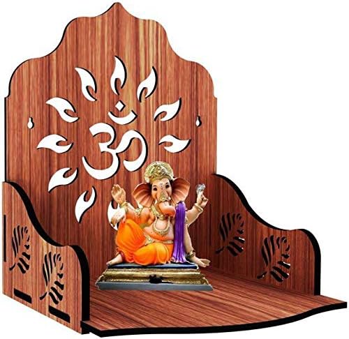 MANDIRAM SSI Wooden Mandir for Pooja Home Decoration Wall Mountend Beautiful Temple