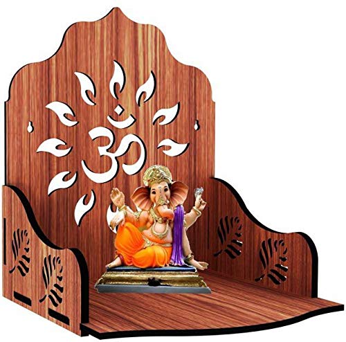 MANDIRAM SSI Wooden Mandir for Pooja Home Decoration Wall Mountend Beautiful Temple