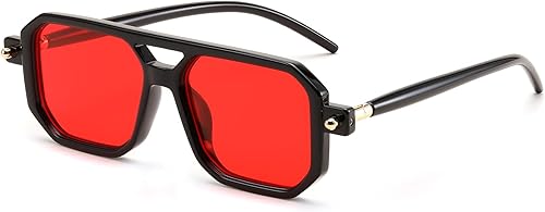 Miniatura 7 de FEISEDY Gafas de sol estilo aviador planas vintage de los años 70 para mujeres y hombres, montura clásica retro con estilo UV400 B2622