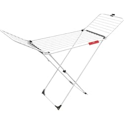 Tendedero Extensible 140 Cm Vileda Extra X-legs - Tendedero de acero y aluminio, con alas plegables, 20 metros de espacio de tendido, con soporte para artículos pequeños, Blanco, dimensiones abierto 173 x 56 x 93 cm