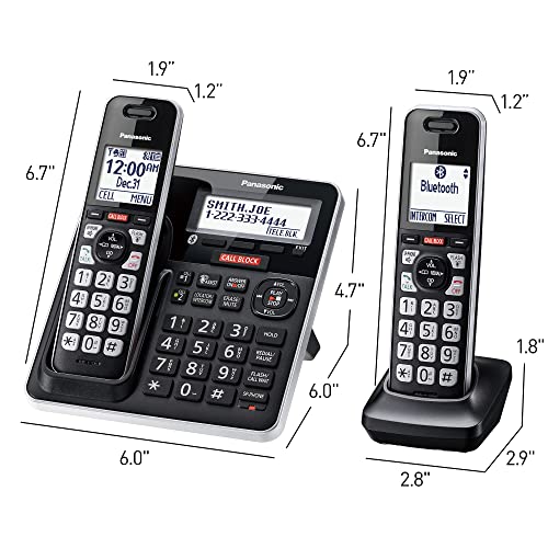 Panasonic Cordless Phone with Answering Machine, Advanced Call Block, Link2Cell Bluetooth, One-Ring Scam Alert, 2-Way Recording, Spam/Robocall Protection & 5 Handsets - KX-TGF975B (Black/Silver Trim) - image 8