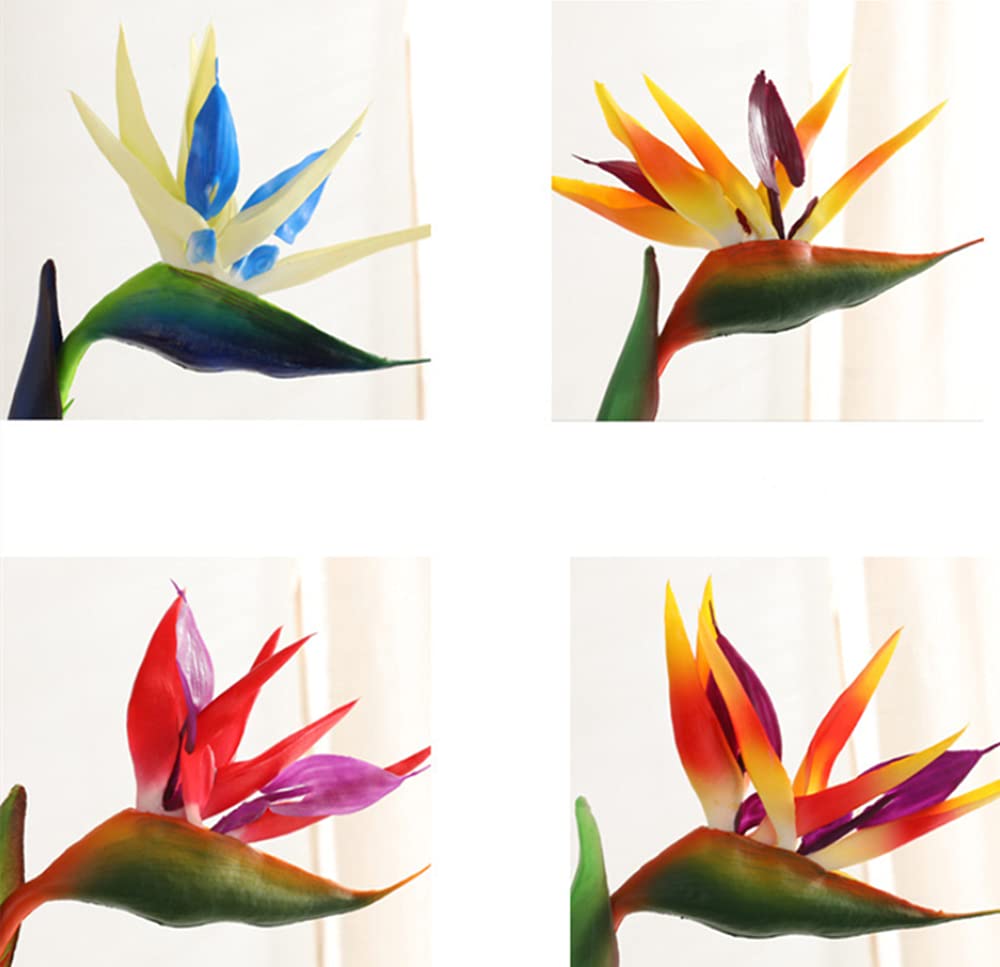 DODXIAOBEUL Large Bird of Paradise 32 Inch Permanent Flower, 0.3 Inch Stem, Soft Rubber PU, Artificial Plants for Home Office Arrangement 2 Pcs (Red)