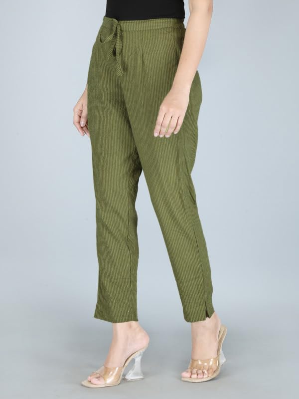 Image of Women Pure Cotton Kantha Dobby Dyed Pants