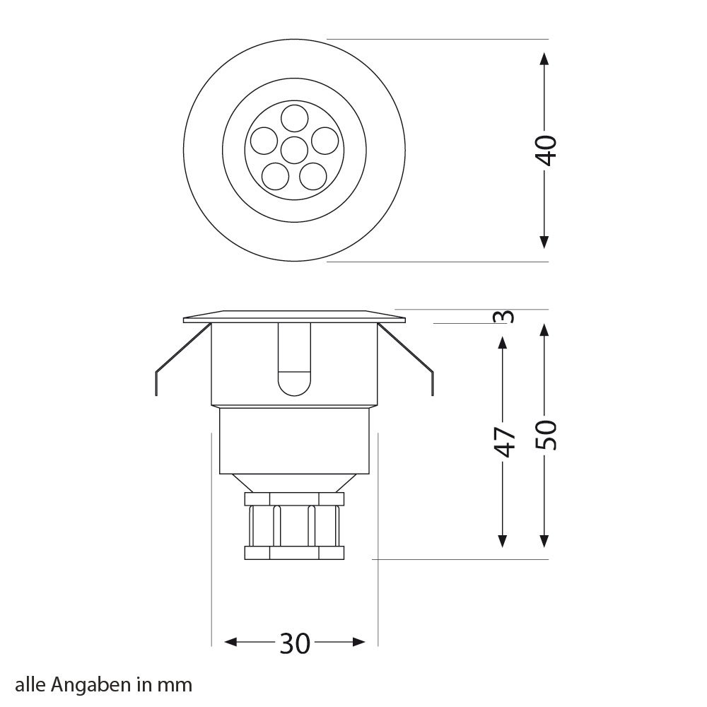 ledscom.de LED Boden-Einbauleuchte Atria für außen Aluminium warm-weiß, je 14lm, IP65, 40mm Ø 10er Set