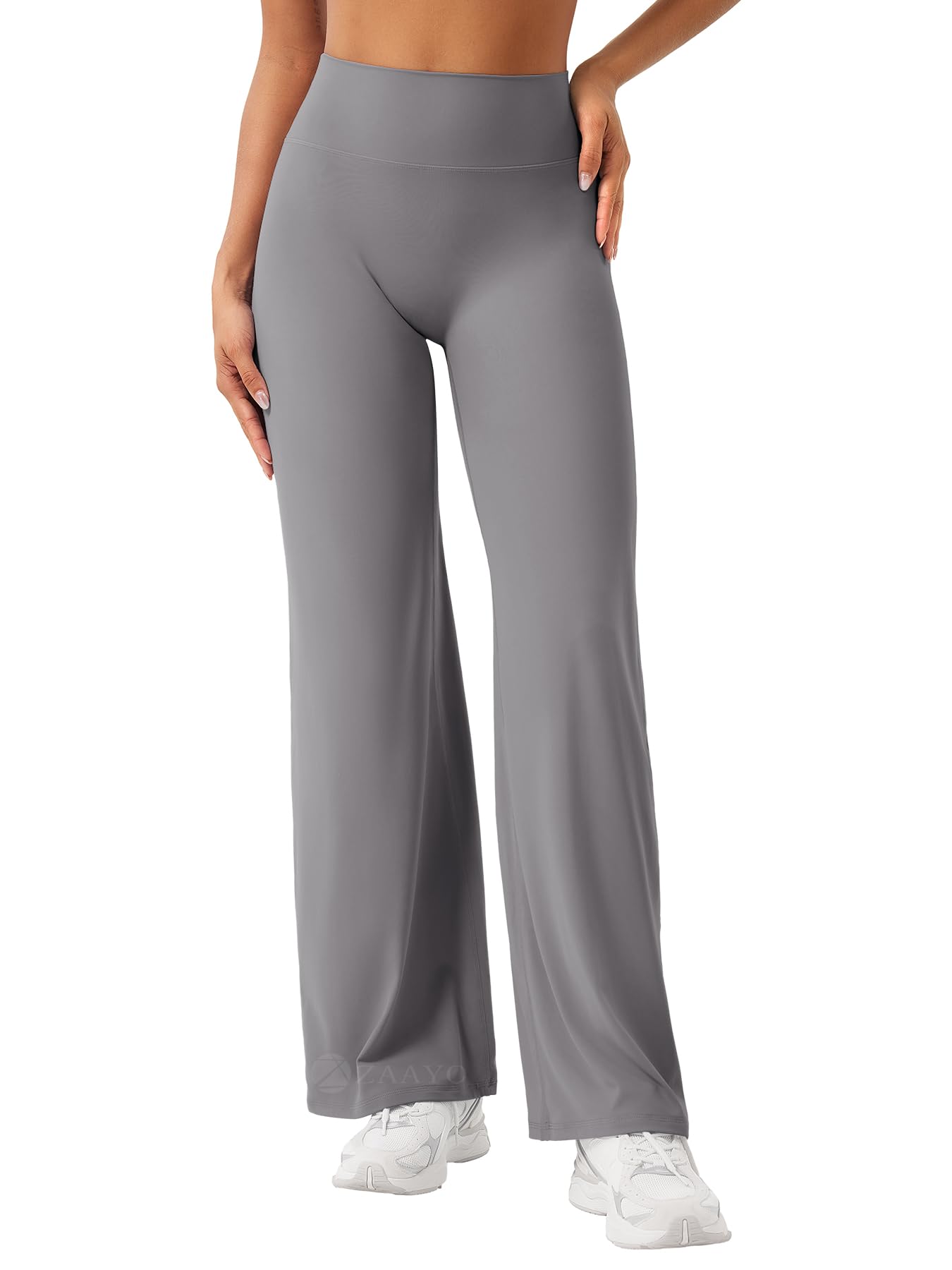 ZAAYO Nahtlose Straight Leggings Damen Hohe Taille Flared Leggings Yoga Hosen Sport Yoga Legging Damen Gym Yoga Pants Schlaghose-Regular/Lang/Extra Lang