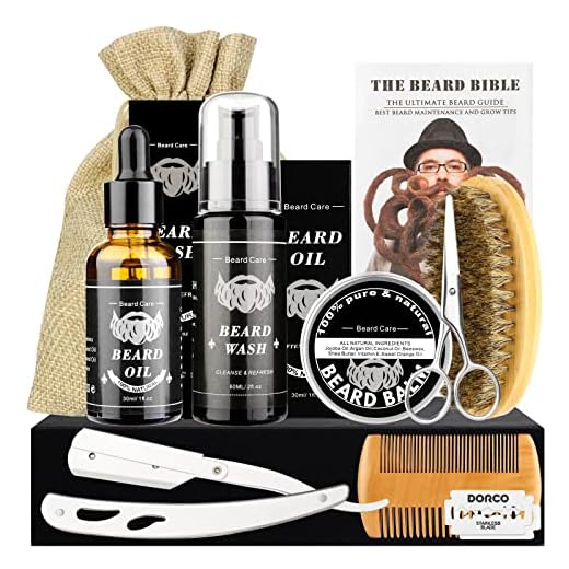 MXTIMWAN | Kit Barba Hombre - 10 en 1 Kit Cuidado Barba Hombre - Kit Barba Profesional Hombres, Tijeras Para Bigote Cuidado Regalos Para Hombre