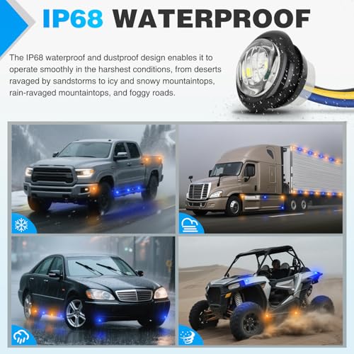 Image of Nilight 3 /4 Inch Dual Color Marker Light Amber Turn Blue Clearance Lights
