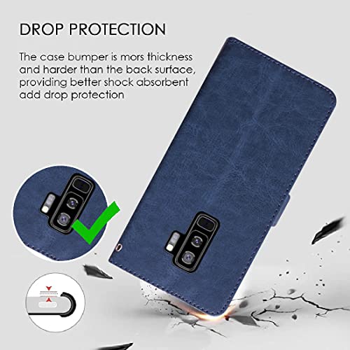 Image of Flip Cover Back Case for Samsung Galaxy S9 Plus | Premium Leather Finish | Inbuilt Pockets & Stand | Flip Cover Back Case for Samsung Galaxy S9 Plus (Blue)