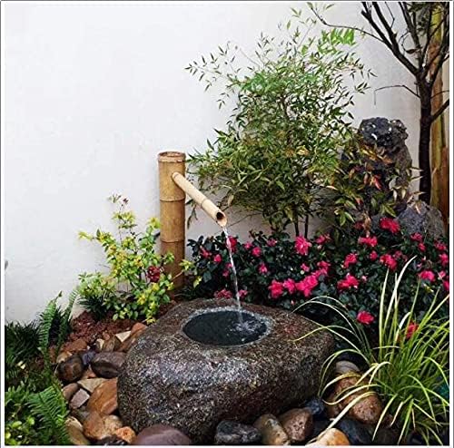 Bambusbrunnen Dekoration mit Pumpe und Löffel – Wasserfall-Funktion für den japanischen Garten – 70 cm Sprinkler