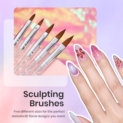 Image of Beetles Nail Art Brushes 31pcs with Case - Confetti Nail Art Pens Daul Ended Dotting Tools Striping Liner Brushes for 3D Flower Sculpting Tools Palette Holder DIY Home Salon Manicure Design Set