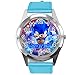 Montre à Quartz Ronde en Cuir Bleu pour Les Fans de Sonic The Hedgehog E4