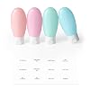 Lotour 4-Pack TSA Approved 2oz Travel Size Bottles with Labels, Leak Proof Squeezable Plastic Travel Essentials Refillable for Shampoo, Conditioner, Lotion, Liquids