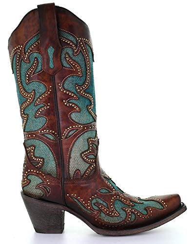 Corral+Ld+Tan%2fBlue+Inlay+%26+Embroidery+%26+Studs+%2cSize+8