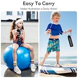KollyKolla Trinkflasche 500ml Kinder, Trinkflasche Kohlensäure Geeignet, Trinkflasche mit Zeitmarkierung, BPA-Frei, Auslaufsicher Wasserflasche, flasche für Kinder, Fahrrad, Schule, Outdoor, Fahrrad