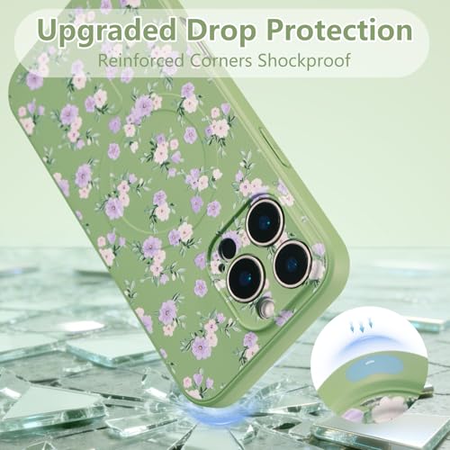Coque iPhone 16 Pro Max silicone antichoc compatible MagSafe esthétique à fleurs