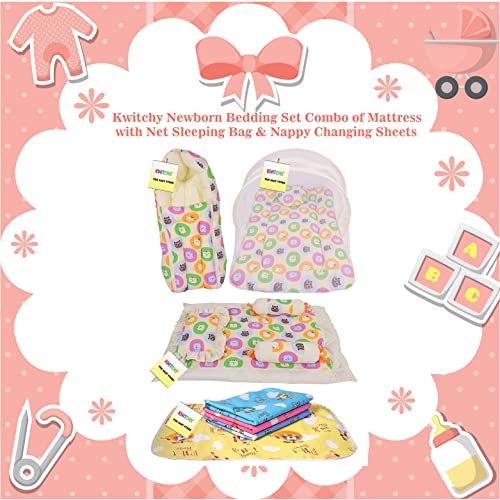 Image of Kwitchy New Born Baby Bedding Set Essential Combo Pack (0-6 Months) (4PCS Set)