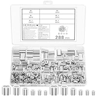 Tenbrachian 288 Aluminium Drahtseilklemmen 1,2mm 1,5mm 2mm 2,5mm 3mm 4mm Würgeklemmen Aluminiumhülsen, Pressklemmen, Quetschhülsen, Doppelhülsen Klemmhülsen, Metallhülsen Crimpschlaufe für Stahlseil