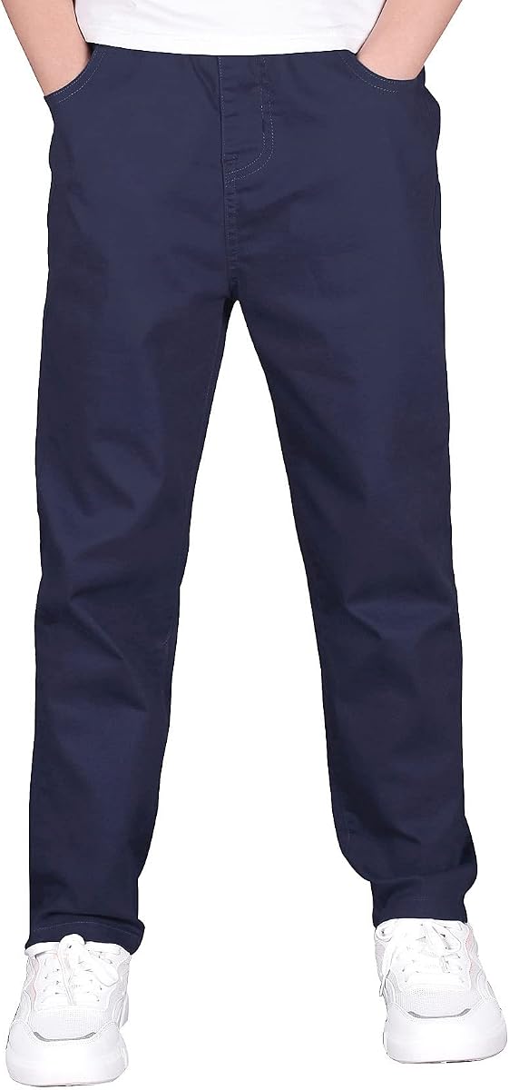 CAMLAKEE Boys Pull-On Chino Pants Stretch School Uniform Slacks