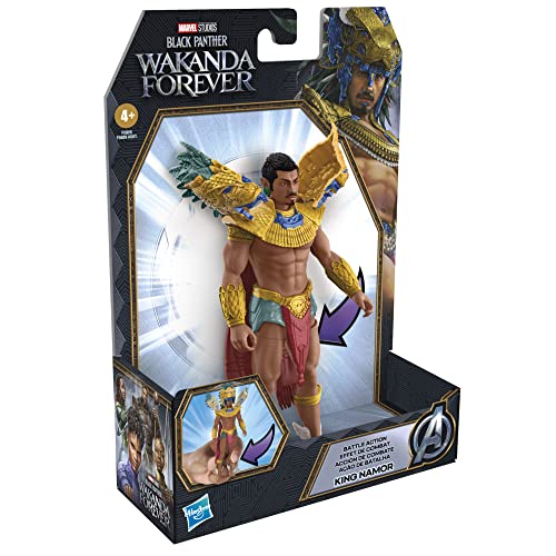 Marvel Hasbro, Black Panther : Wakanda Forever, Roi Namor Transformation Vibranio, Figurine d'action de 15 cm, Jouets Enfants et Filles à partir de 4 Ans