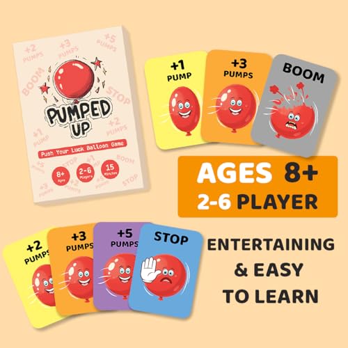 Pumped Up Card Game – Push Your Luck Balloon Card Game for Kids and Adults – Fun Family Game Night Party Games for Ages 8+ – 2-6 Players, 15 Min Rounds – Birthday Gift for Boys Girls - Image 2