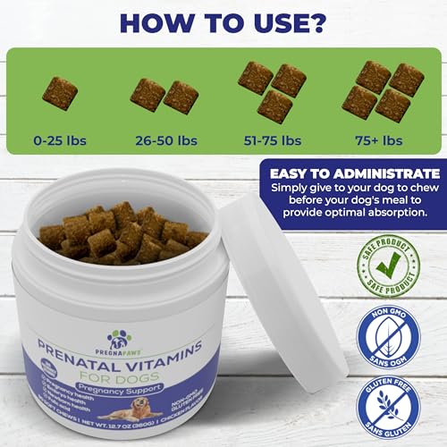 Dog Prenatal Vitamins - Advanced Prenatal Supplement for Pregnant and Nursing Dogs - Supports Healthy Pregnancy, Puppy Development & Lactation - Rich in Folic Acid, Iron & Calcium - 90 Soft Chews - Image 5