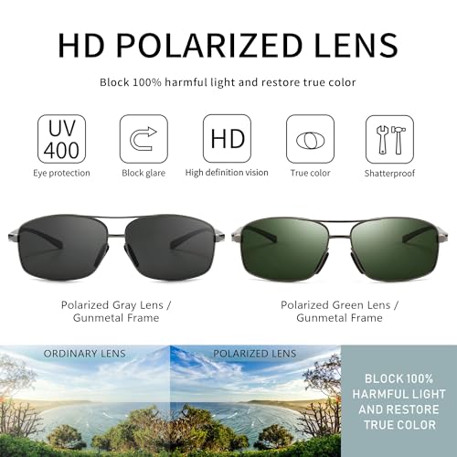 Image of SUNGAIT UV protection Ultra Lightweight Rectangular Polarized Sunglasses