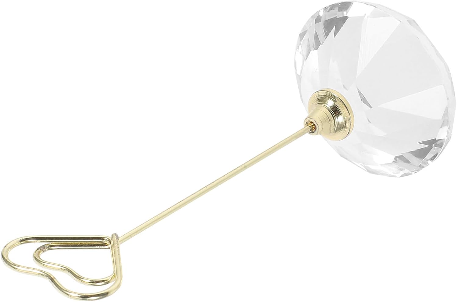 Garneck Crystal Heart Photo Clip Holder with Golden Iron Base, Multifunctional Memo and Photo Display Stand for Home and Commercial Spaces, Elegant Table Decor Accessory